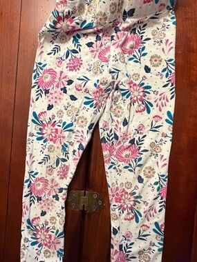 Isaac Mizrahi Pink & Teal Floral Girls Leggings